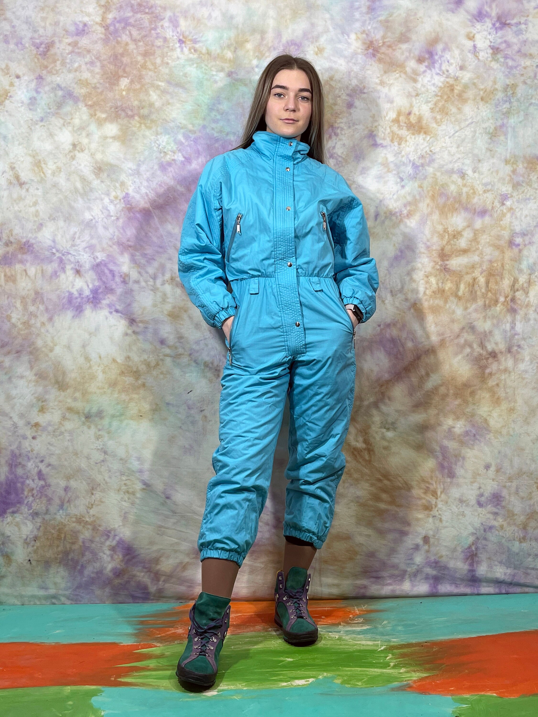 90s Vintage Women's Blue Ski Overalls Winter Ski Suit Etsy