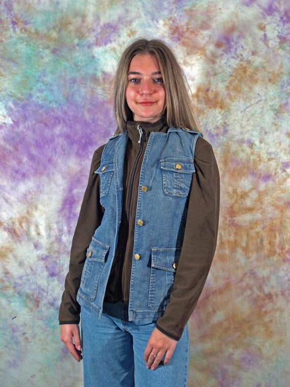 Celine Vintage Jeans Vest 90s 80s Retro Women's Bl