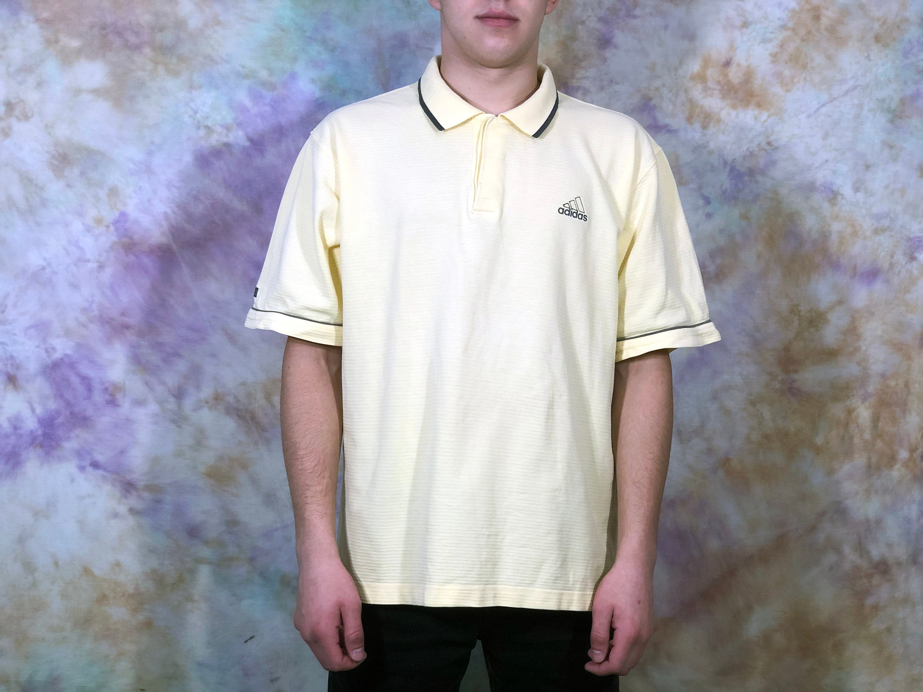 90s Adidas Vintage Men's Yellow Polo Retro T-shirt | Etsy