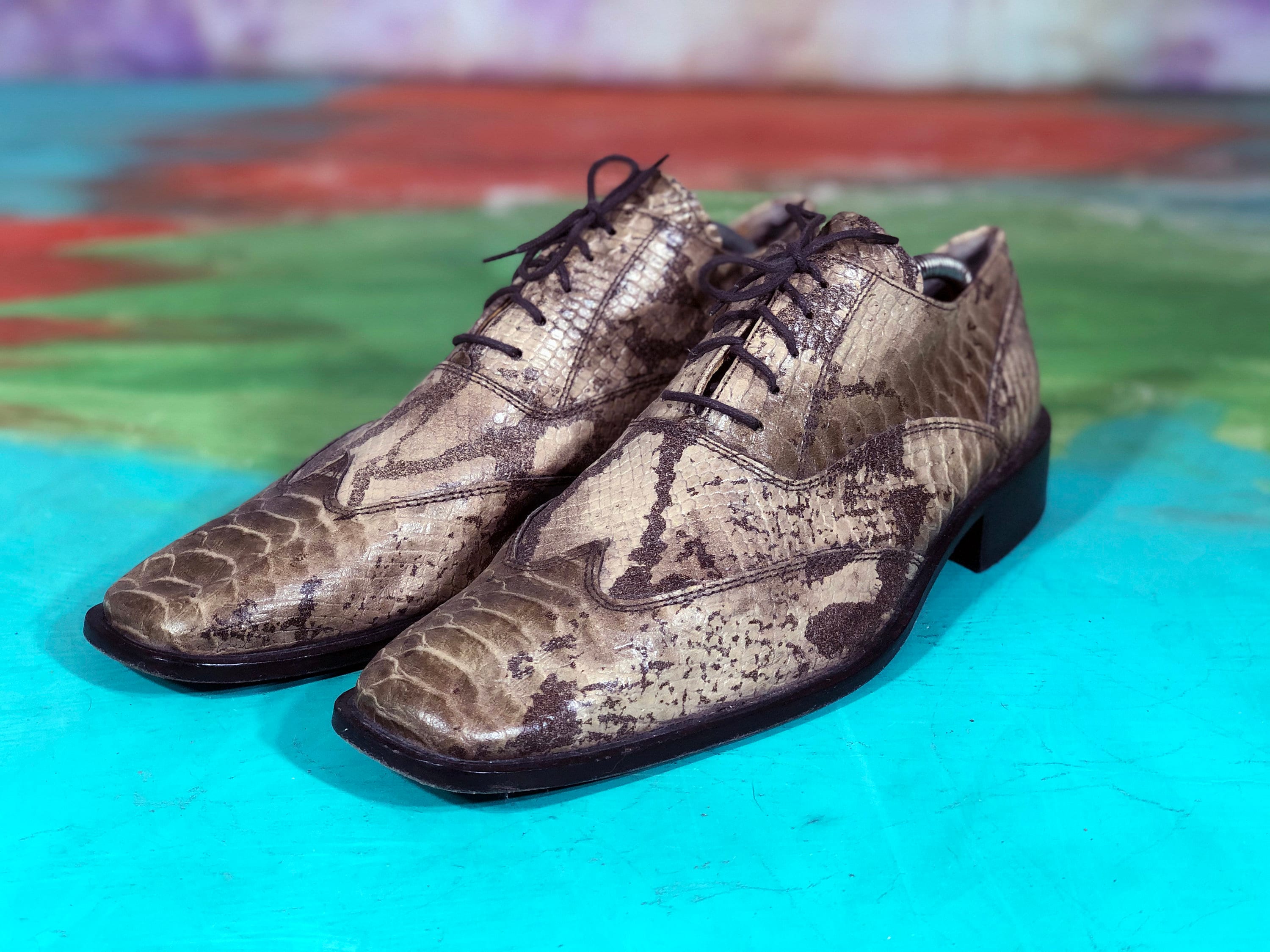 90s Vintage Men's Snake Leather Shoes Retro Oxford | Etsy