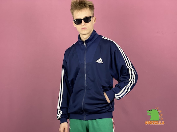 Chaqueta Adidas Vintage Azul Marino y Rayas Blancas para | Etsy España