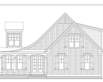 ELEVATION, 2d elevation create from paper drawing, changes on elevation, adding details, blueprint