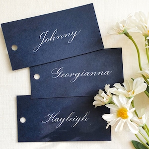 Navy Blue Place Tag - Handwritten Wedding Place Cards -  Wedding Calligraphy