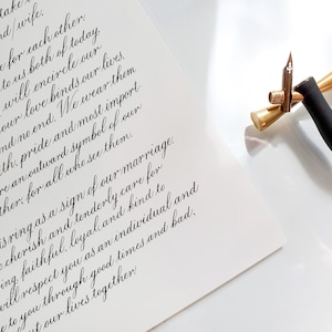 Calligraphy Wedding Vows - Handwritten Poem - Personalised Love Letter - Custom Calligraphy Service