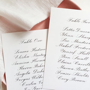 Custom Table Seating Chart - Table Plan Cards, Table Seating Cards, Wedding Seating Cards, Wedding Signs - Custom Calligraphy Service