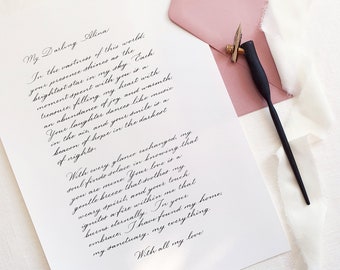 Custom Calligraphy Letter: Handwritten Love Note with Dusty Pink Envelope