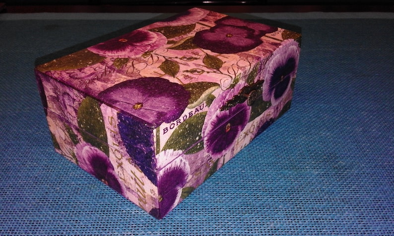 Violaceae Decor Flower Box Memory Box Memorial Box Home Decor Jewelry Box Viola Decor Decoupage Box Trinket Box Storage Box Gift Box