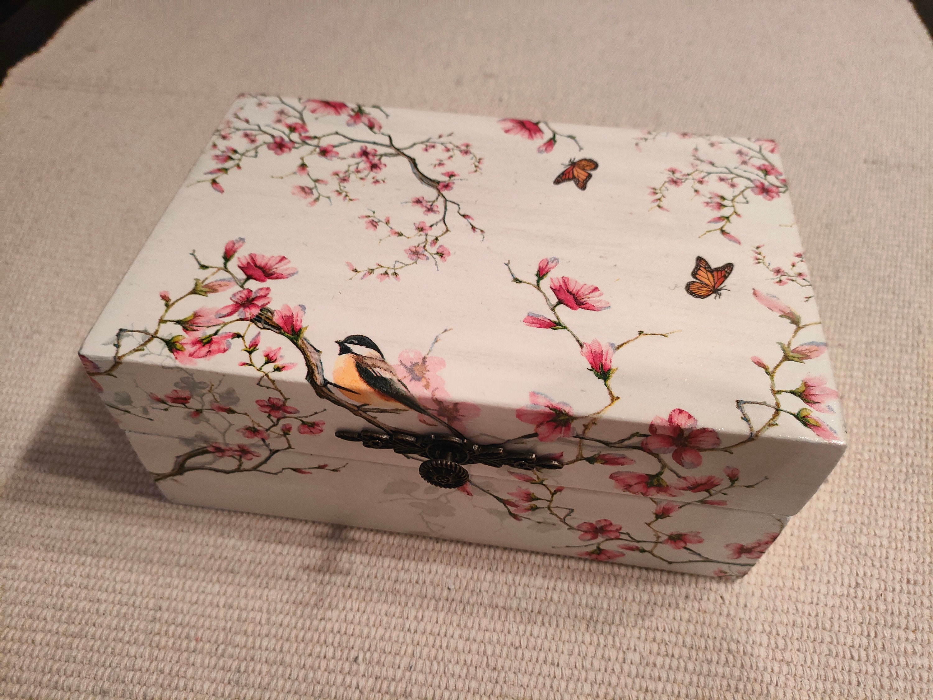 Cherry Blossom Tree Box Flower Box Jewelry Storage Box Handmade