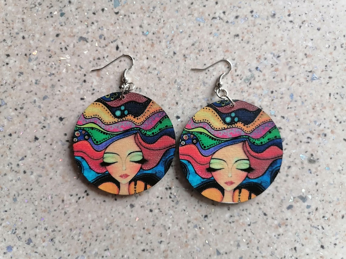 Hippie Earrings Girls Earrings Colorful Jewelry Dangle Etsy