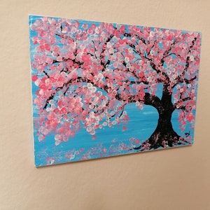 Cherry Tree Blossom Decor Handpainted Sakura Wall Decor Hanging Decor Cherry Blossom Painting Handmade Decor Wall Art Home Gift Unique Gift