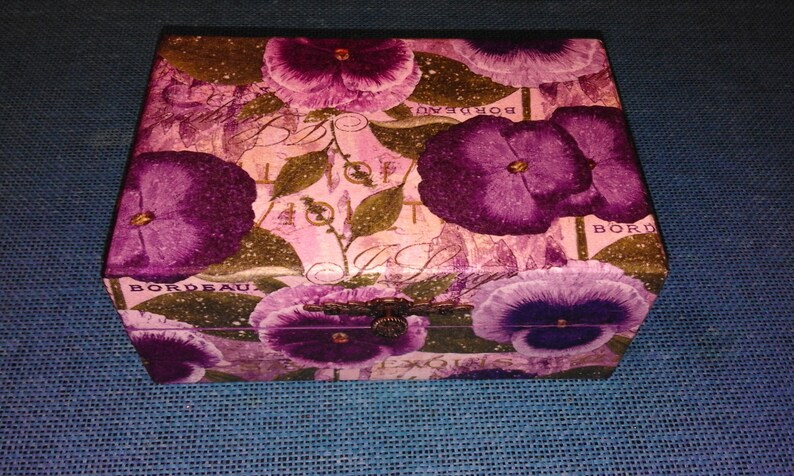 Violaceae Decor Flower Box Memory Box Memorial Box Home Decor Jewelry Box Viola Decor Decoupage Box Trinket Box Storage Box Gift Box