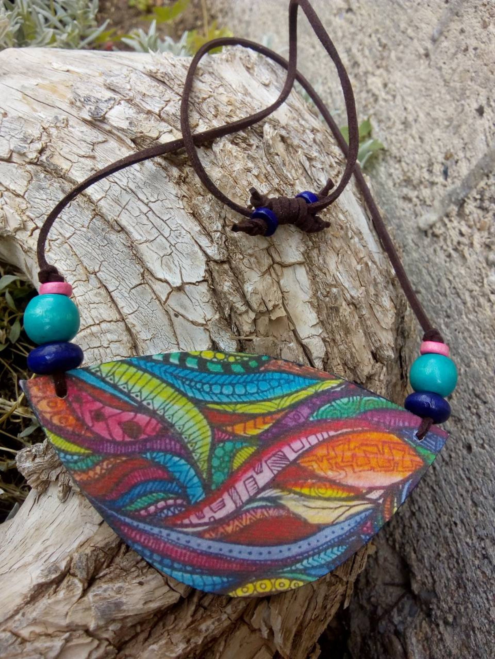 Hippie Necklace Hippie Jewelry Colorful Necklace Colorful Etsy