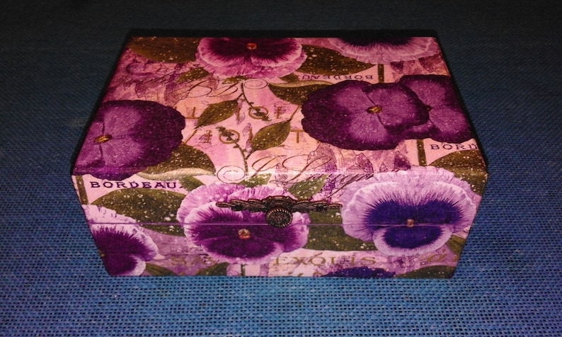 Violaceae Decor Flower Box Memory Box Memorial Box Home Decor Jewelry Box Viola Decor Decoupage Box Trinket Box Storage Box Gift Box