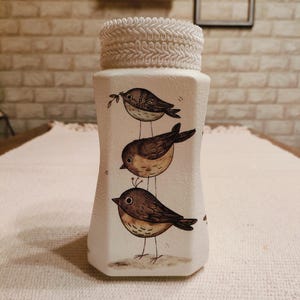 Vase Spatz Kleine Vögel Vase Vogel Vase Liebe Vögel Spatz Deko Handgemachte Decoupage Vase Vogel Wohndekor Dekorative Vogelvase