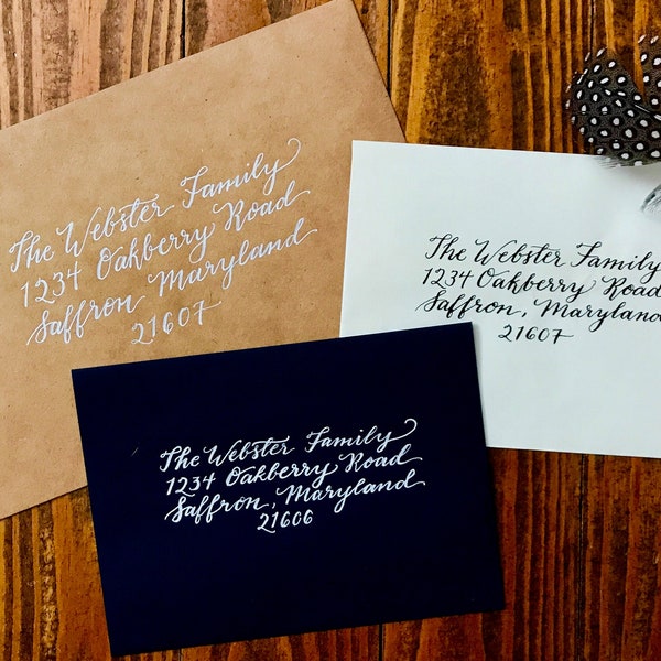 Handwritten Wedding Envelopes, Wedding Calligraphy, Envelope Addressing, Modern Calligraphy - Webster Style