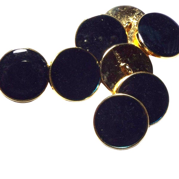 Vintage NOS  20mm Dark Navy Enamel Effect Gold Metal Blazer Coat Cardigan Button 2799