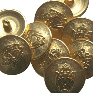 6pcs, 15mm Metal Shank Gold Button, Flat Heat Metal Buttons, High Quality  Metal Blazer Button 24L Size 