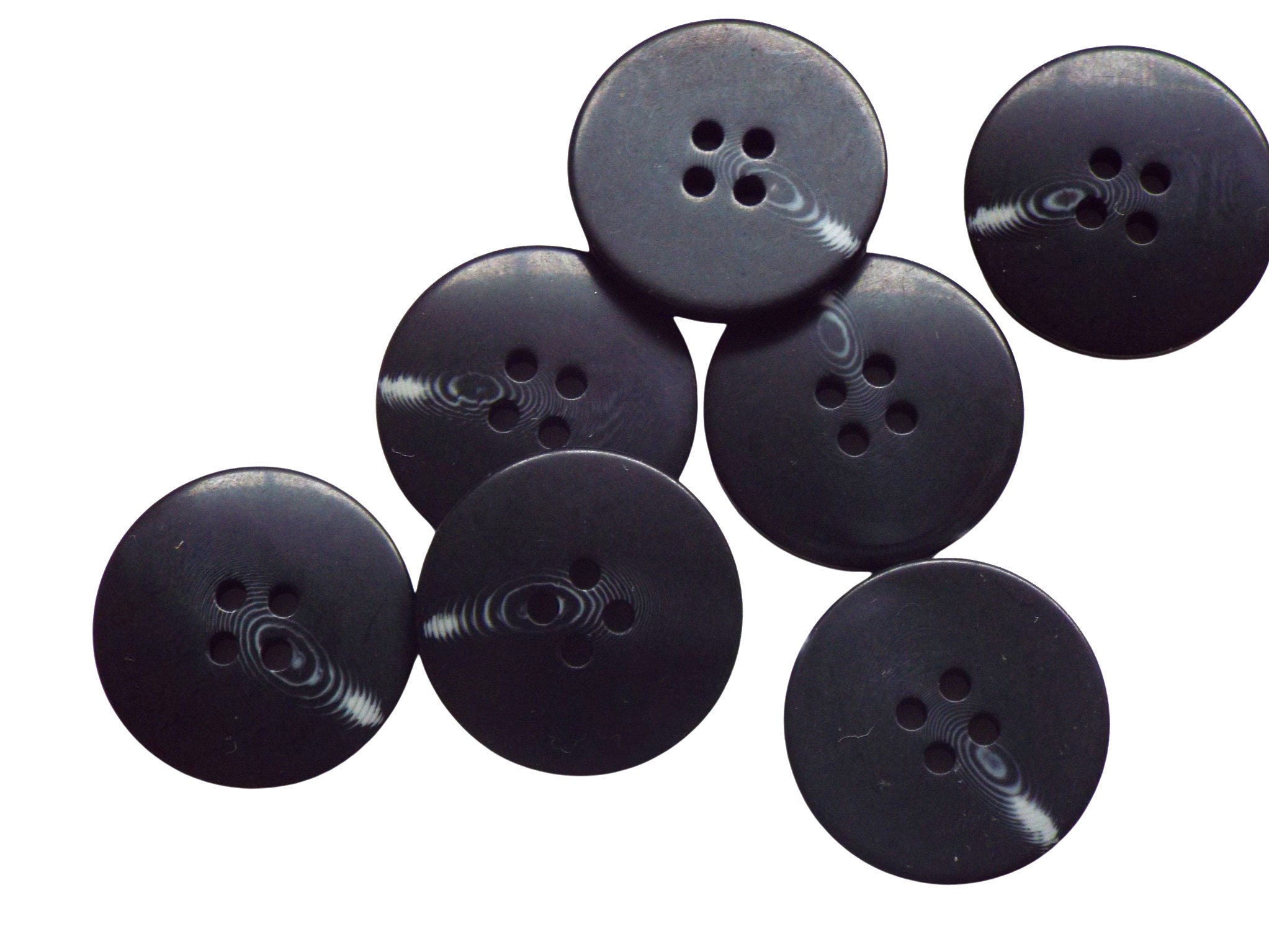 Matte Black Buttons 1-1/8 (28mm) 44L Black Shank Sewing Buttons #1101