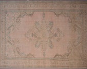 8x11 Free shipping.179ns.Turkish,Oushak,Handmadevintage carpet,Distressed,Large,Antique,home office,House living room,pink green brown rug