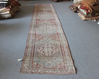 4x18ft,121x545cm free shipping.5399es Turkish Oushak,entryway runner rug,Handmade Vintage,home office,for living room,red,bluegreen,pinkgray