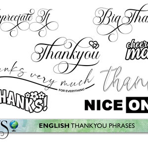 Thankyou digital word stamps for cardmaking PNG | JPEG | PDF