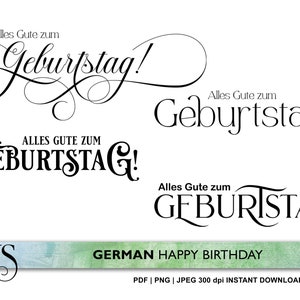 German Happy Birthday Digital Clip Art JPEG | PNG | PDF 300dpi Commercial Use