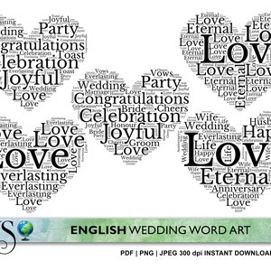 5 digitale Wortkunst HochzeitWortkunst - Hochzeit Printables JPEG PNG PDF 300dpi Bilder | Kommerzielle Nutzung