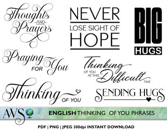 Thinking of you digital word stamps for cardmaking PNG | JPEG | PDF