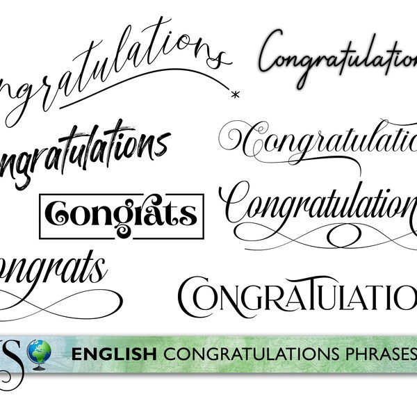 Congratulations digital stamps for cardmaking PNG | JPEG | PDF instant download