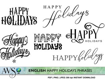 Clipart di Natale - Versetti di buone feste PNG JPEG PDF 300dpi Immagini / Uso commerciale