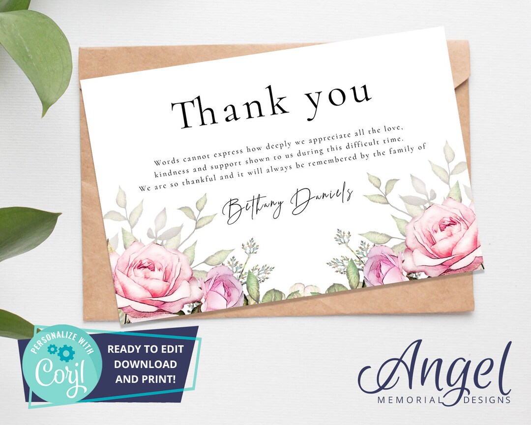 Funeral Thank You Card - Printable Funeral Template | Funeral ...
