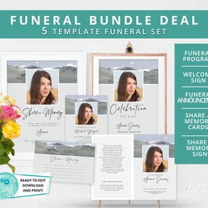 Funeral Bundle Set - Printable Funeral Memory Bundle | Trauerfeier | Trauerschild Malerische See | DS008