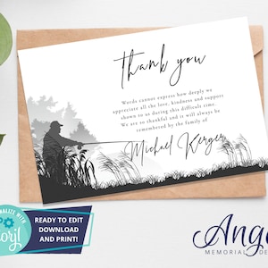 Beerdigung Dankeskarte - Bestattungsvorlage zum Ausdrucken | Funeral Printables | Trauerkarte | Angeln Dankeskarte | DS005