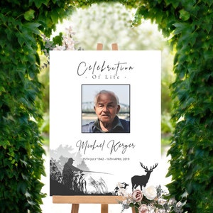 Deer Fishing Funeral Sign | Funeral Welcome Sign | Printable Funeral Welcome Sign | Celebration of life Sign | Funeral Memory Sign Man image 6