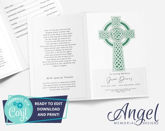 Funeral Program Template | Funeral Card Template | Editable Funeral Program | Obituary Program Template | Celtic Funeral Program