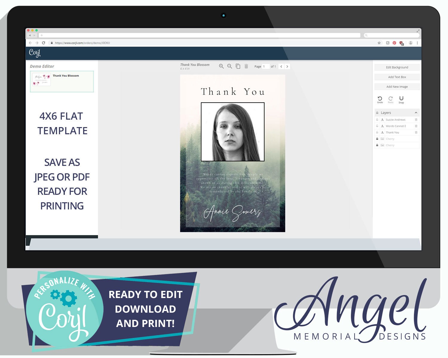 Funeral Thank You Card Printable Funeral Template Funeral - Etsy