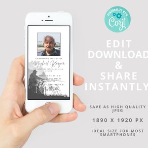 Fishing Funeral Announcement Invite - Electronic Celebration Of Life | Editable Digital Iphone Smartphone Announcement Invite Fishing Man