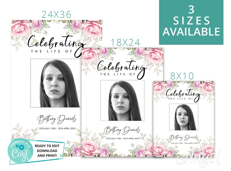 Rose Funeral Bundle Set - Printable Floral Funeral Memory Bundle | DIY ...