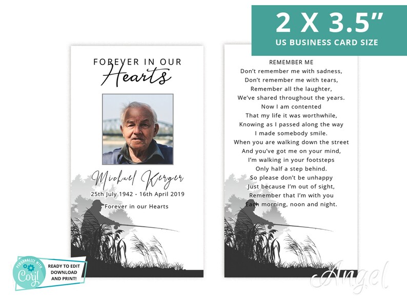 Fishing Funeral Prayer Card Printable Funeral Prayer Card Etsy