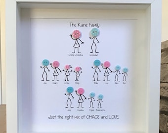 Personalised Button Head Family Framed Picture