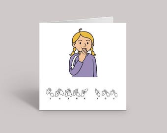 BSL Thank You Card - with Sign and finger spell