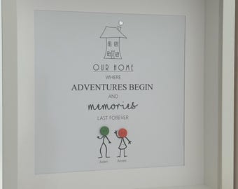 Personalised Button Head New Home Framed Picture.