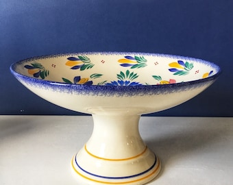 French Vintage Quimper Faience Cake Stand/Plate