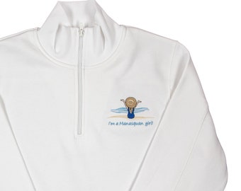 Signature "I'm a Manasquan girl!" 1/4 zip sweatshirt - ladies cut