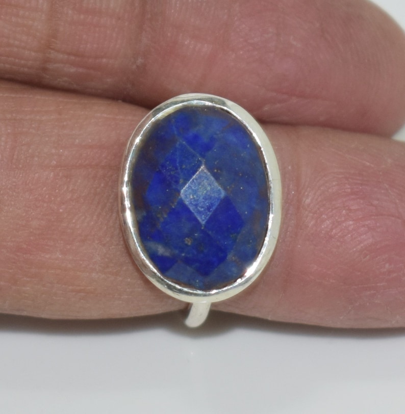 Lapis Lazuli ring Mother/'s Day Gift, Faceted Lapis Lazuli 925 solid sterling silver ring 925 sterling silver Ring Handmade Jewelry Ring