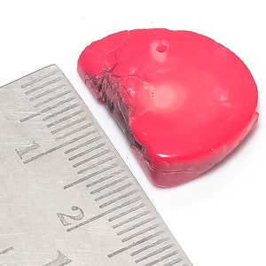 Italian Red Bamboo Coral Gemstone | Genuine Red Coral Gemstone | Coral Cabochon | Natural Red Coral Stone | 18x20x1 mm , 1.98 gram