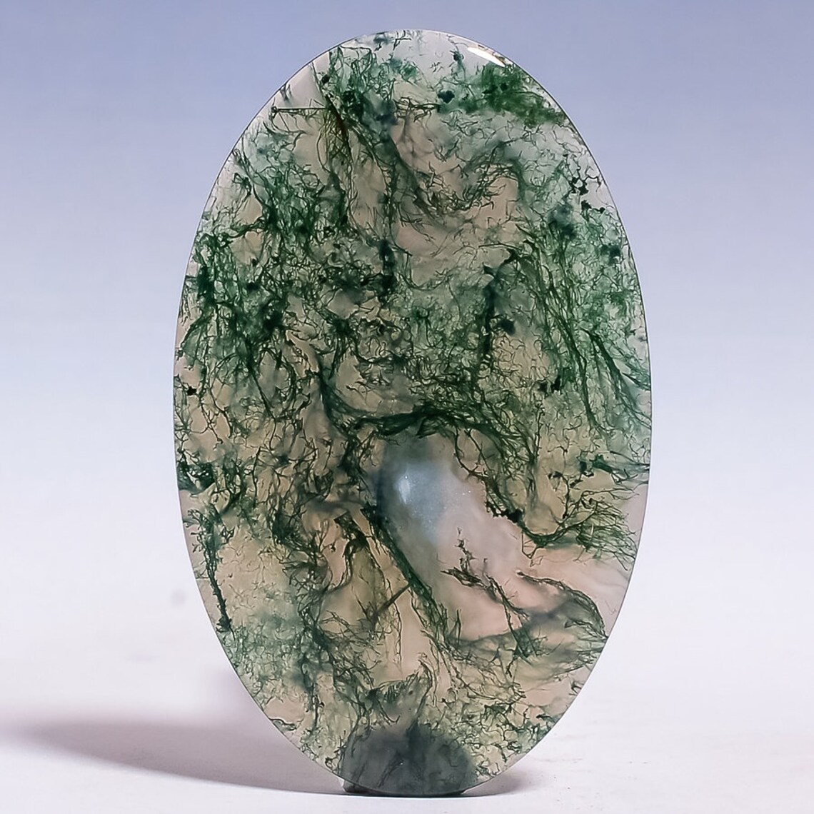 41.5 Carat Natural Moss Agate Loose Gemstone Cabochon 50 X 30 Etsy