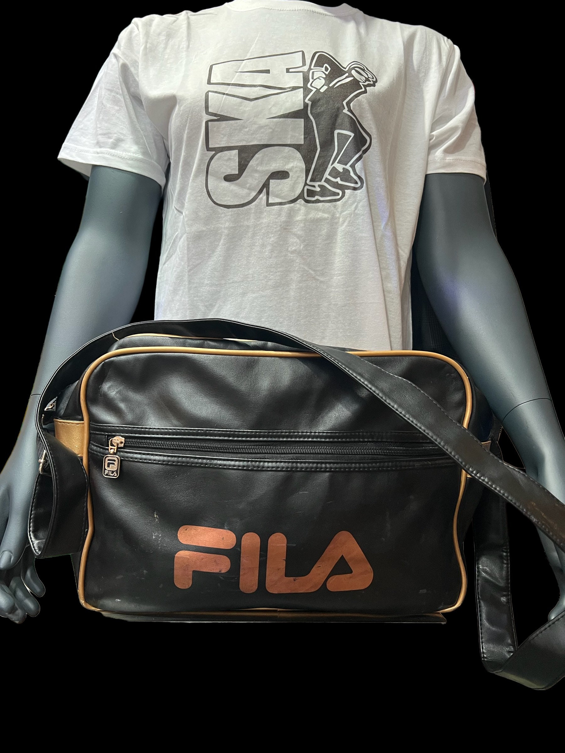 Black Gold 90s Fila and Crossbody Bag - Etsy