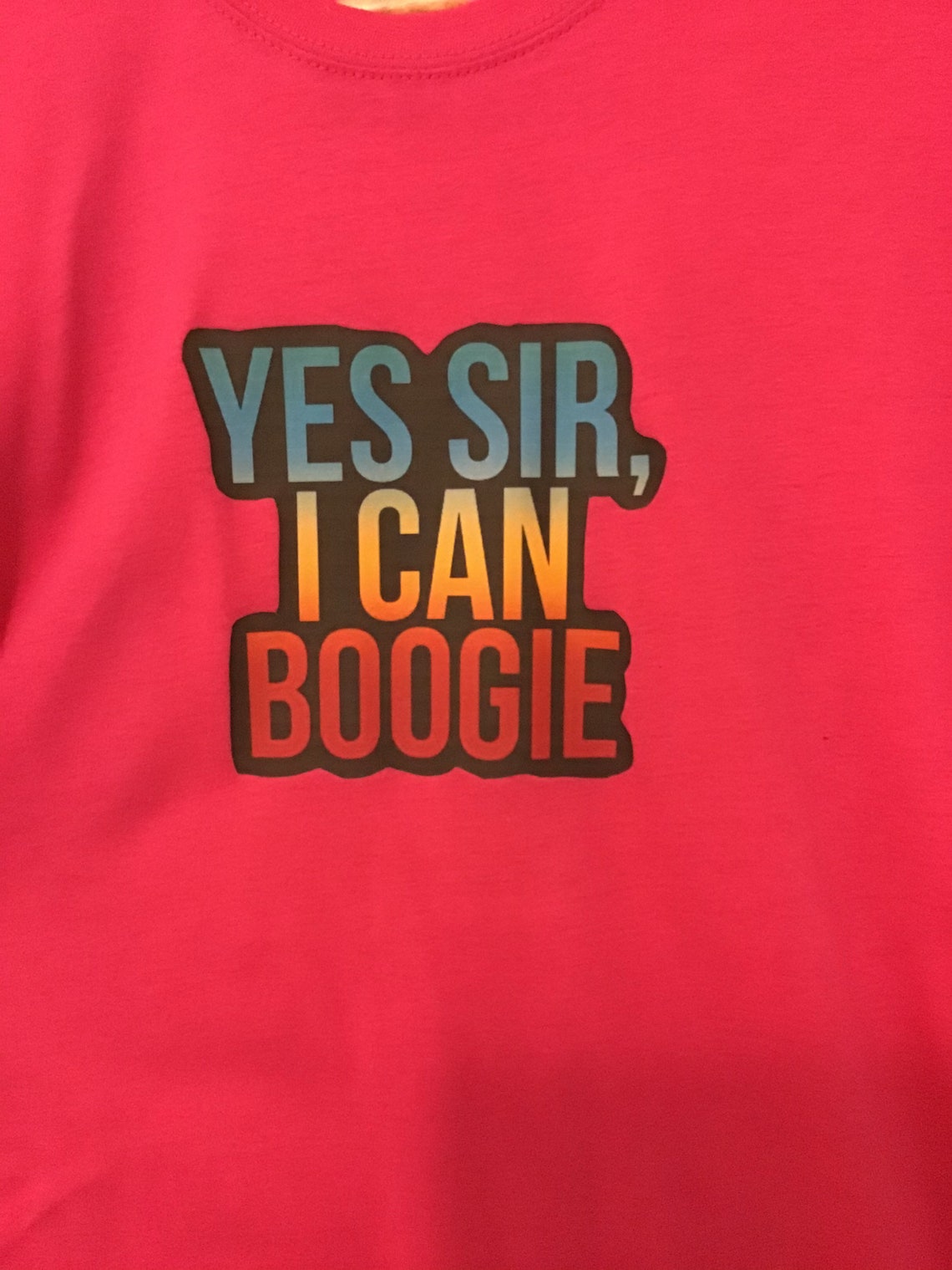 Yes sir I can boogie unisex vinyl print in rainbow gradient . Etsy