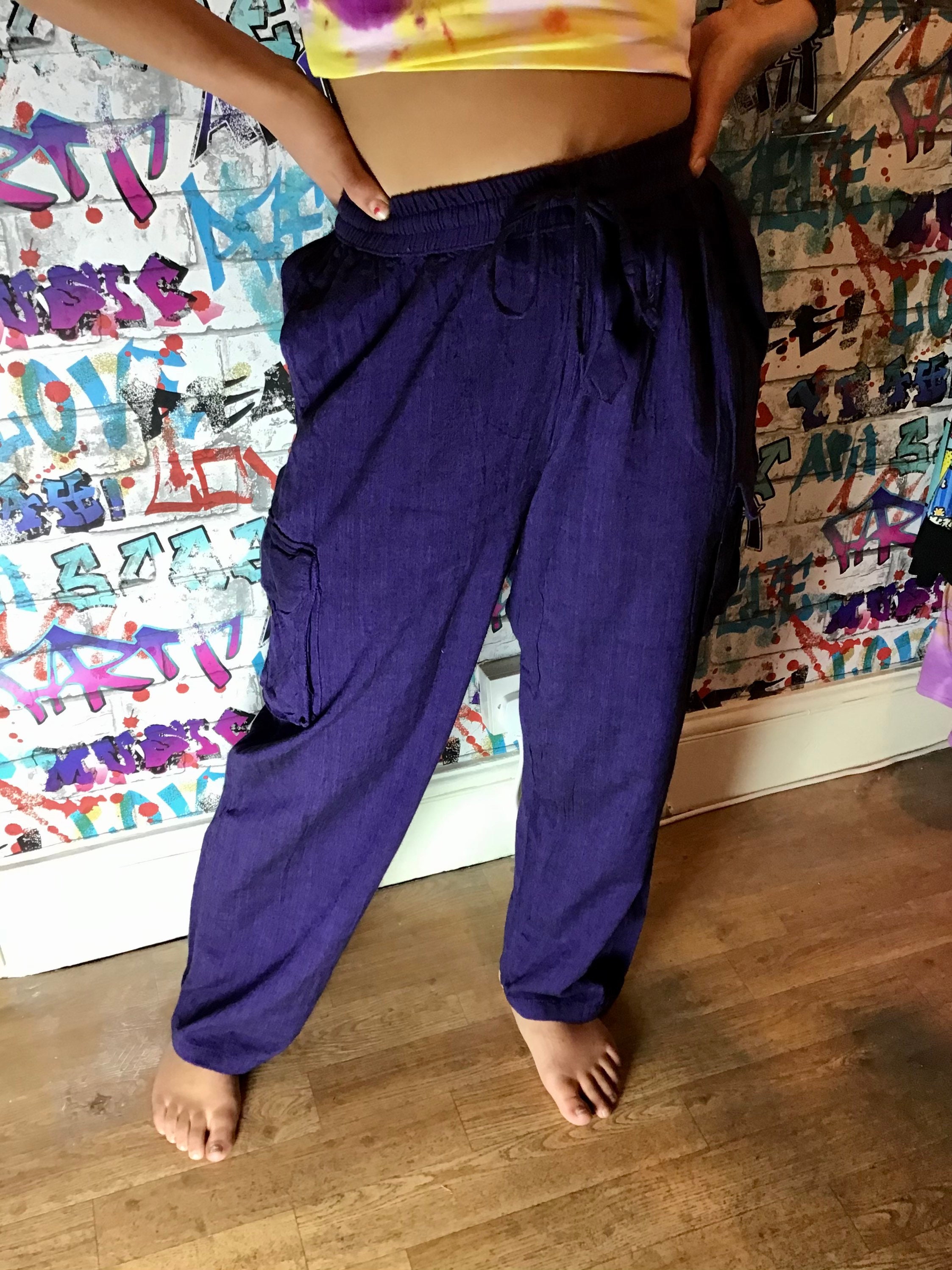 Purple Cargo Loose Jogger Style Trousers in Lightweight - Etsy UK